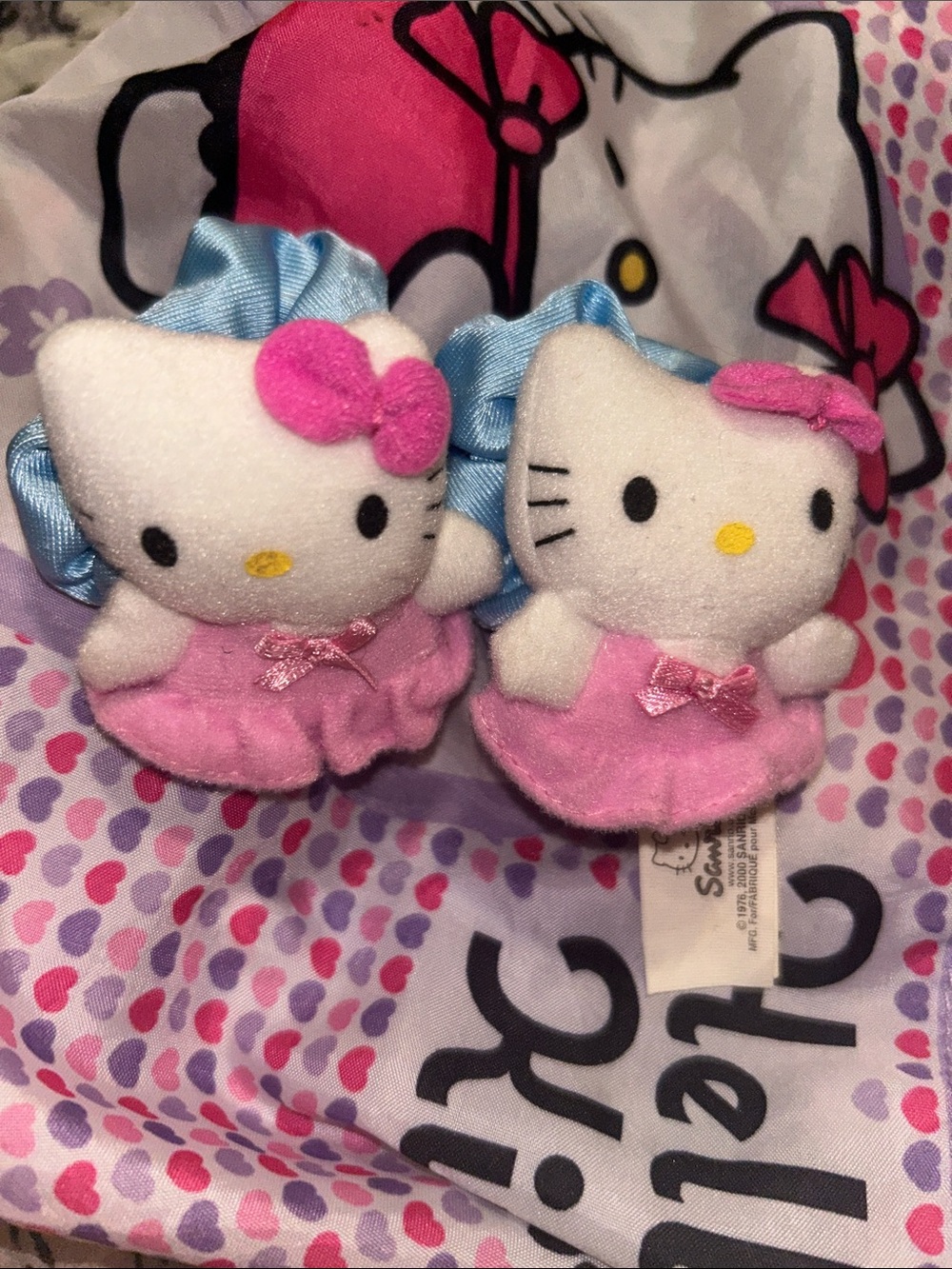 Vintage Plush Hello Kitty Kawaii Hair accessory Scrunchie set sanrio - Picture 3 of 6